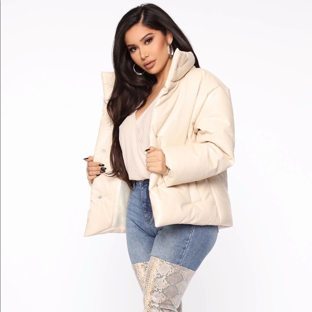 NWT Fashion Nova Leather Puffer Jacket